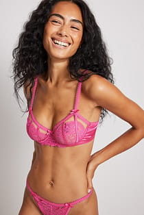 Binding Detail Lace Balconette Bra