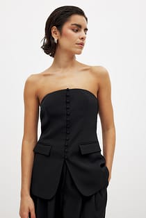 Button Front Bandeau Corset Top