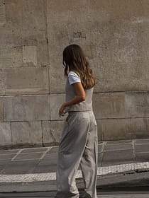 Pantalon large taille mi-haute