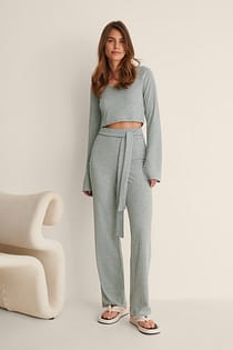 Knot Detail Rib Pants