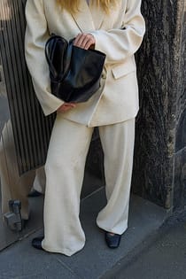 Mid Waist Wide Leg Structured Pants