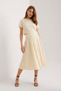 Darted Lace Midi Skirt