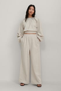 Elastic Waist Wide Sweatpants