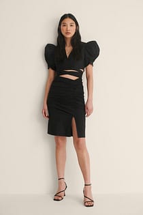 Ruched Slit Skirt