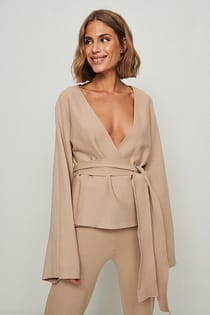 Wide Sleeve Overlap Knitted Sweater