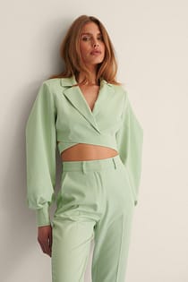 Overlapped Puffy Sleeve Blazer