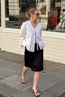 Tie Detail Linen Blend Blouse
