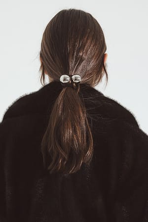 Silver 2-pack Globe Ball Hair Tie