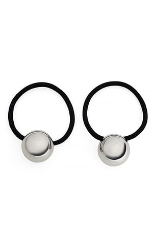 Silver 2-pack Globe Ball Hair Tie