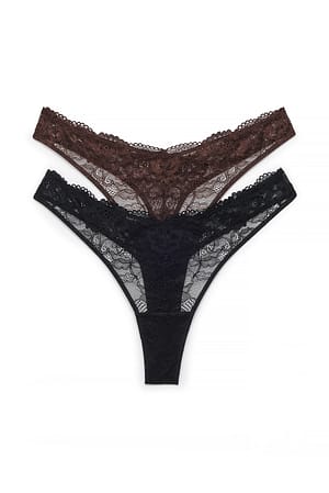Brown 2-pack V-shape Thong