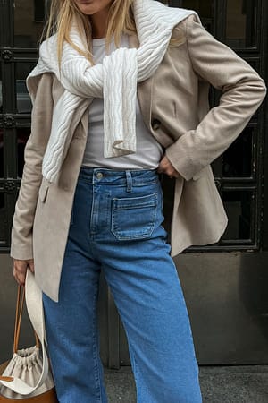 Mid Blue 70´s Front Pocket Wide Leg Jeans