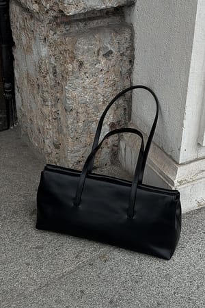 Black Squared Leather Tote Bag