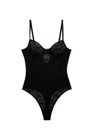 Black All Over Lace Plunge Body