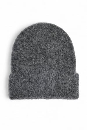 Dark Grey Bonnet en alpaga mélangé