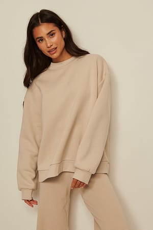 Beige/Brown Oversized genser