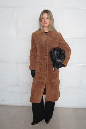 Light Brown Slim Suede Trenchcoat