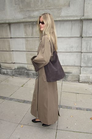 Brown Bolso tote de ante suave