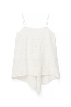 White Topp med åpen rygg og broderidetaljer