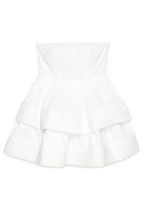White Anglaise-Minikleid mit Volant