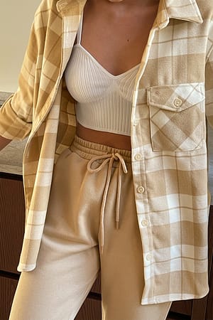 Grey/Offwhite Oversized geruit jack
