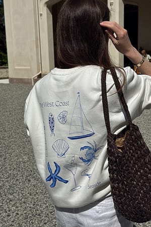 Off White Oversize-Sweatshirt mit Aufdruck