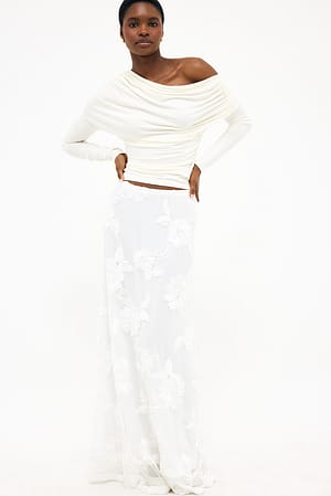 Offwhite Maxifalda con apliques