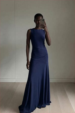 Blue Asymmetrische maxi-jurk
