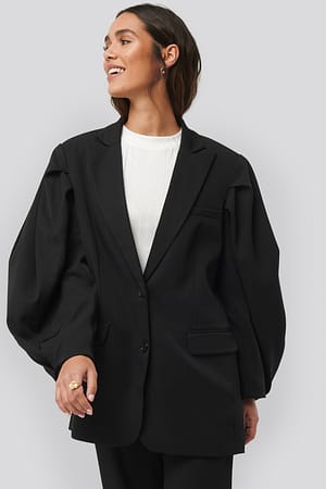 Black Balloon Sleeve Blazer