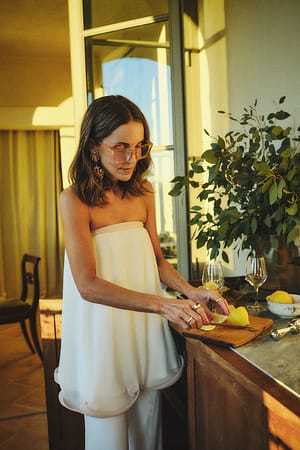 White Top bandeau con volantes