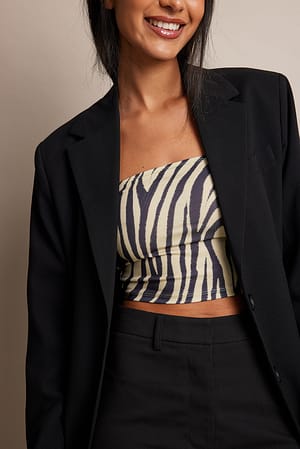 Brown Zebra Print Kort bandeau-topp