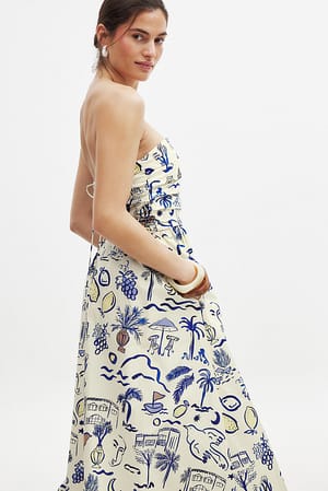 Print Bandeau Tie Back Dress
