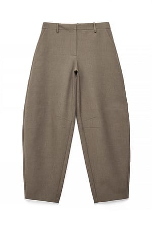 Dark Brown Barrel Mid Waist Trousers