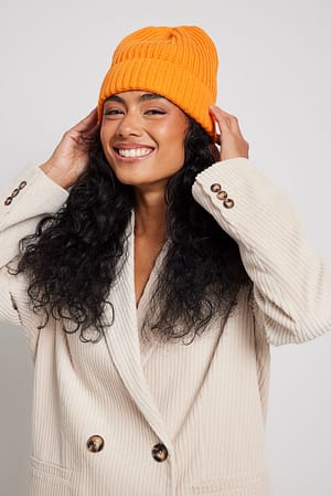 Orange Basic Knitted Beanie