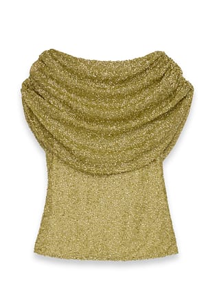 Khaki Cape-Top mit Perlen