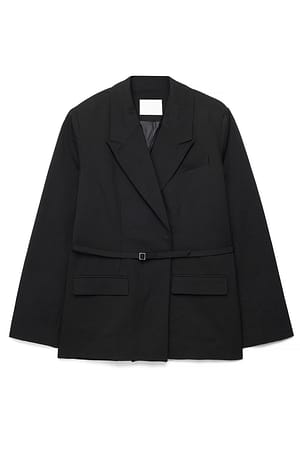Black Vanlig blazer med belte