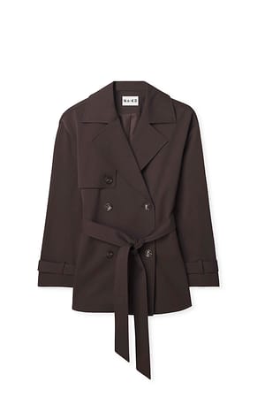 Brown Kort trenchcoat med bælte
