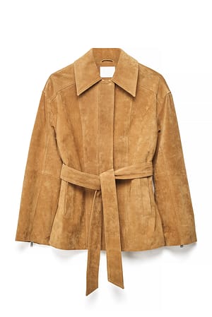 Caramel Suède jack met riem