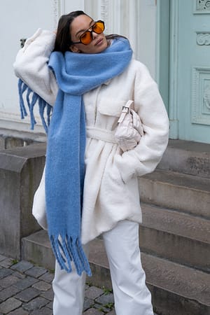 Offwhite Teddyjacka Med Bälte