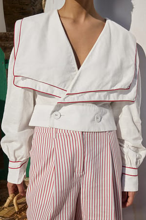 Offwhite Big Collar Cotton Blouse