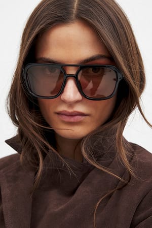 Black/Orange Gafas de sol retro grandes