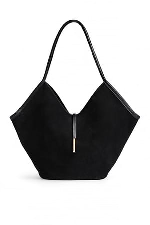 Black Bolso de ante grande triangular