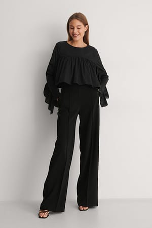 Black Blouse À Détails Froncés