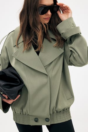 Kakhi green Bomber Trenchcoat