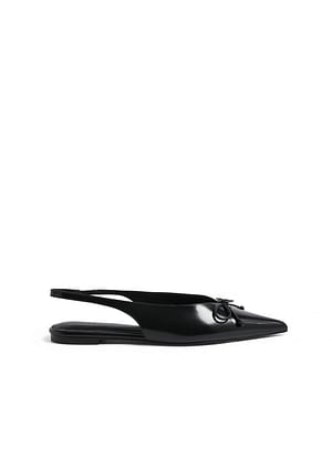 Black Ballerinaskor med slingback och rosettdetalj