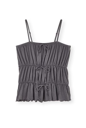 Dark Grey Bow Detail Top