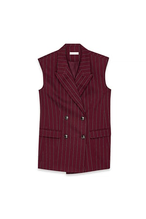 Burgundy/Pink Stripe Boxy Oversized Vest