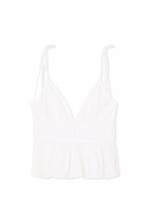 White Braid Detail Cotton Top