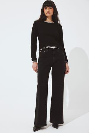 Washed Black Bridge schlaghose mit hoher Taille
