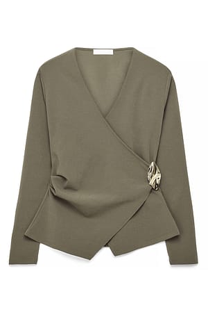 Khaki Haut croisé avec boucle