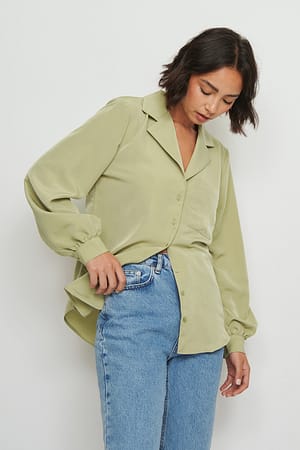 Slate Green Balloon Sleeve Shirt